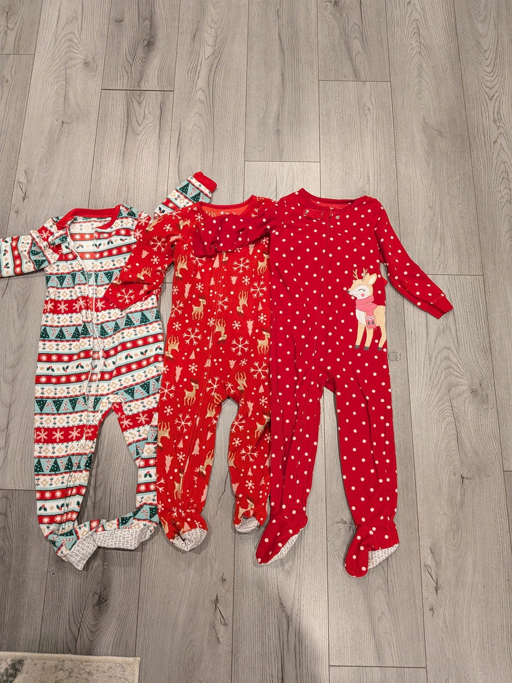 Carter's Fleece Red & White Holiday Footed One-Piece Pajamas